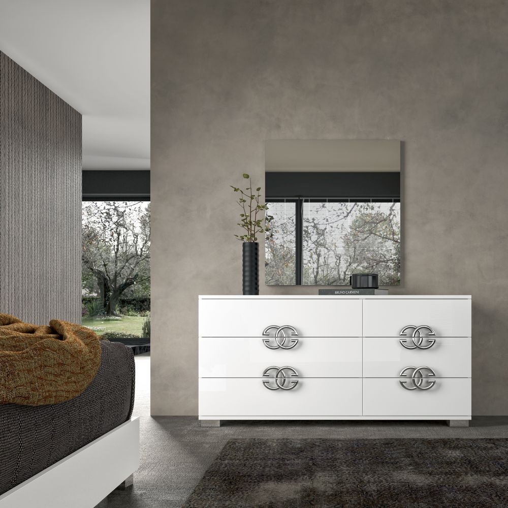 Product photograph of Status Dafne Night White Italian 6 Drawer Dresser from Choice Furniture Superstore.